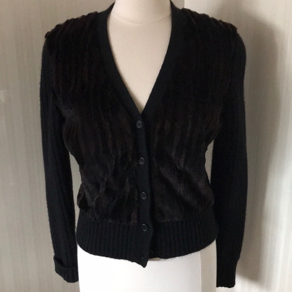 Prada fur front cashmere cardigan jacket